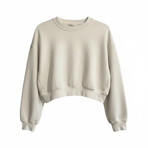 Women's Cream Cropped Crew Neck Sweater